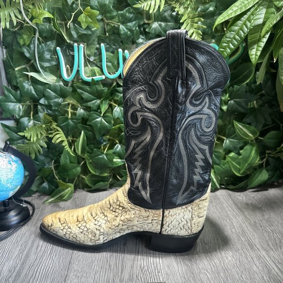 RARE Tony Lama Boots Men 9 D Exotic Python Snakeskin. Gloss Upper Leather VTG main image 11